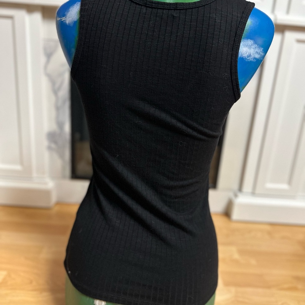 Black Ribbed Sleeveless Top - Picture 3 of 5